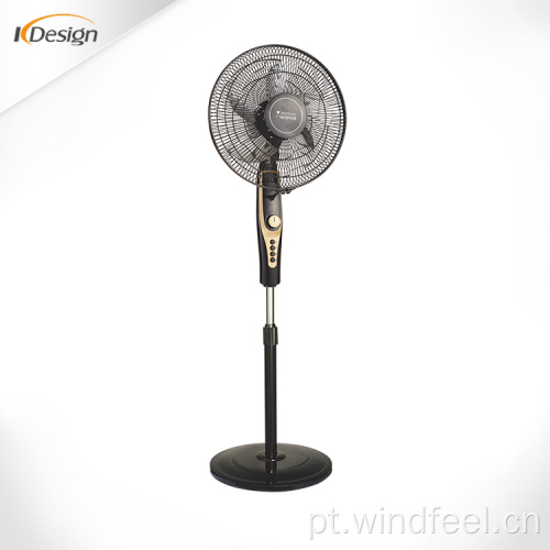 Ventilador de pé de vento poderoso barato preto de 16 polegadas sem ruído Ventiladores de pé de lâmina de plástico para casa